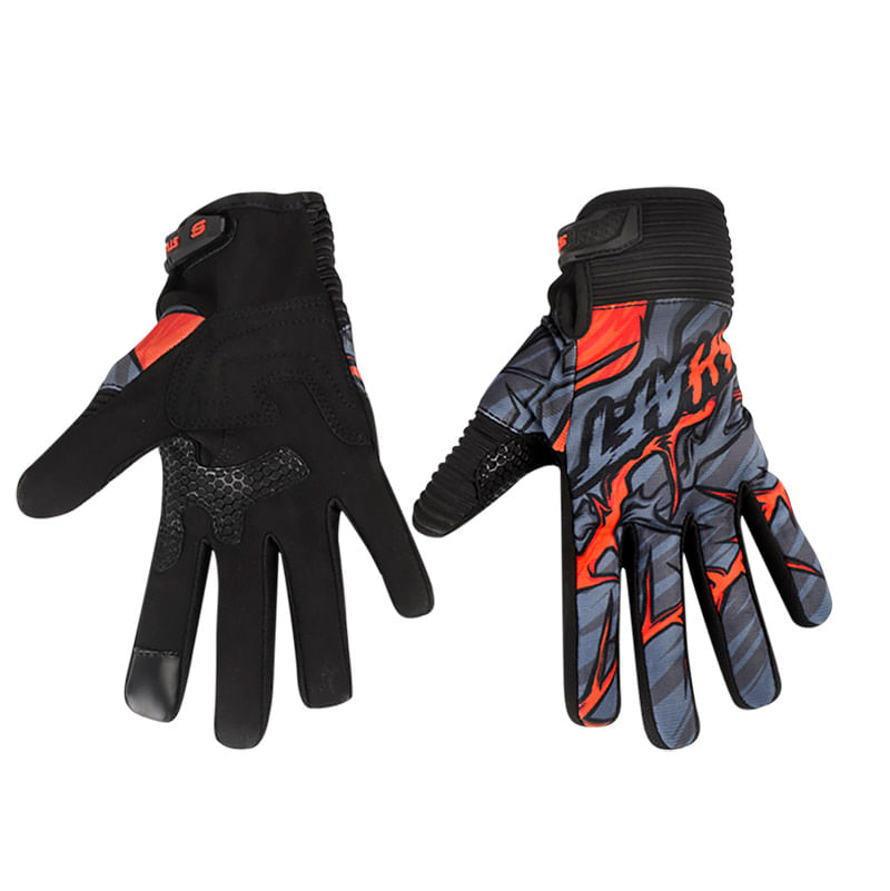 textil-guante-shaft-stunt-spikes-gris-naranja-neon