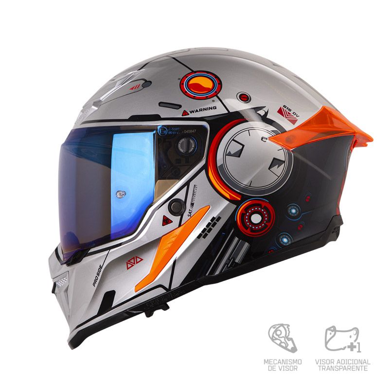casco-integral-shaft-pro-shpro-615-dv-meckha-cromado-metalico-naranja-neon-humo-claro-iridium-azul